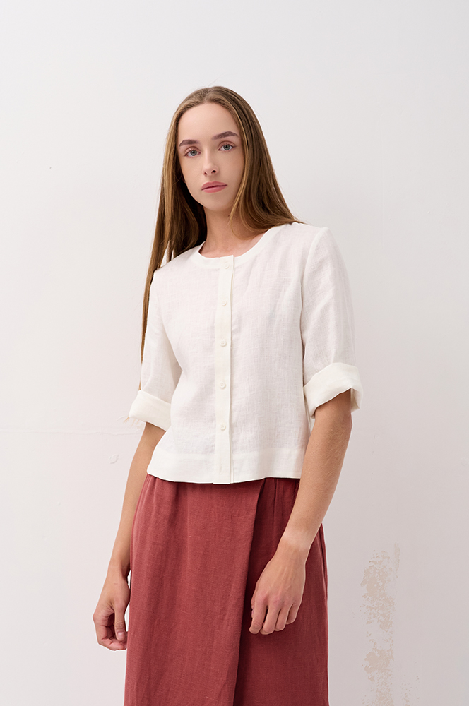 Топ льон на ґудзиках айворі (ТП 71)